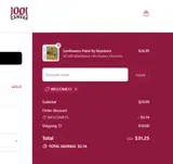 1001 Canvas coupon verification screenshot