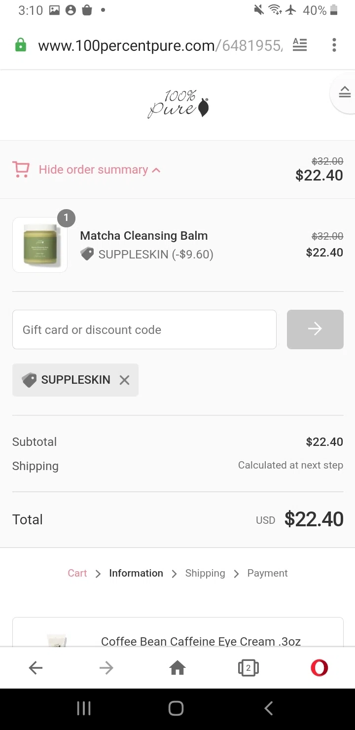where to use 100% Pure promo code box