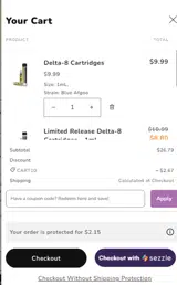 10 Dollar Cartridge coupon verification screenshot
