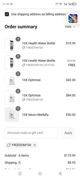Freedom100 coupon verification screenshot
