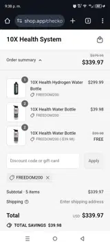 Freedom200 coupon verification screenshot