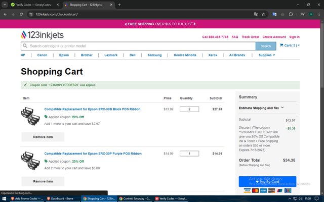 123Inkjets checkout page showing 123Inkjets discount code box | Screenshot taken by SimplyCodes community member on Sep 13, 2024