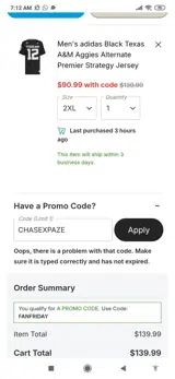 CHASEXPAZE coupon verification screenshot