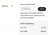 CHASEXPAZE coupon verification screenshot