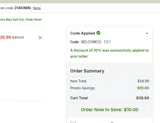 WELCOME20 coupon verification screenshot