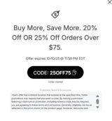 25OFF75 coupon verification screenshot