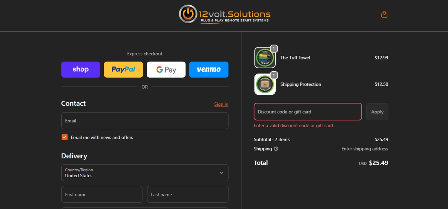 12Volt.Solutions promo code screenshot showing code Labor24 applied at 12Volt.Solutions checkout page. Uploaded by SimplyCodes community member MoneyHunter5624 on Jan 2, 2026