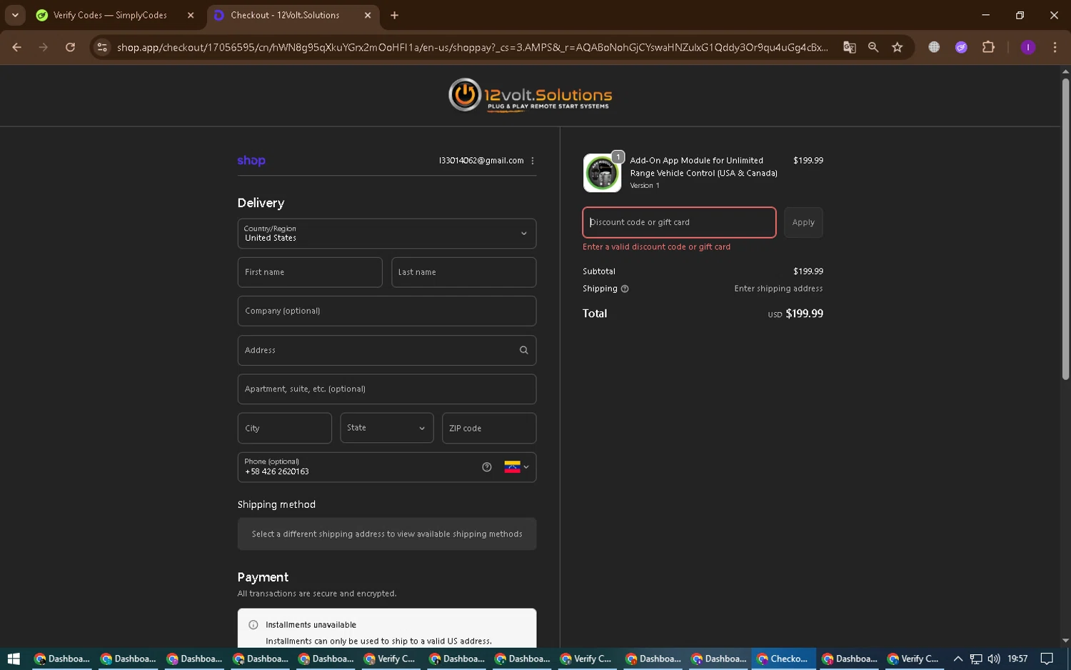 12Volt.Solutions promo code screenshot showing code SPRING15 applied at 12Volt.Solutions checkout page. Uploaded by SimplyCodes community member ChinoYugi on Feb 11, 2026