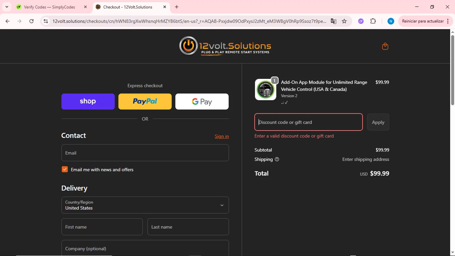 12Volt.Solutions promo code screenshot showing code SPRING15 applied at 12Volt.Solutions checkout page. Uploaded by SimplyCodes community member QuestOwl6398 on Jan 26, 2026