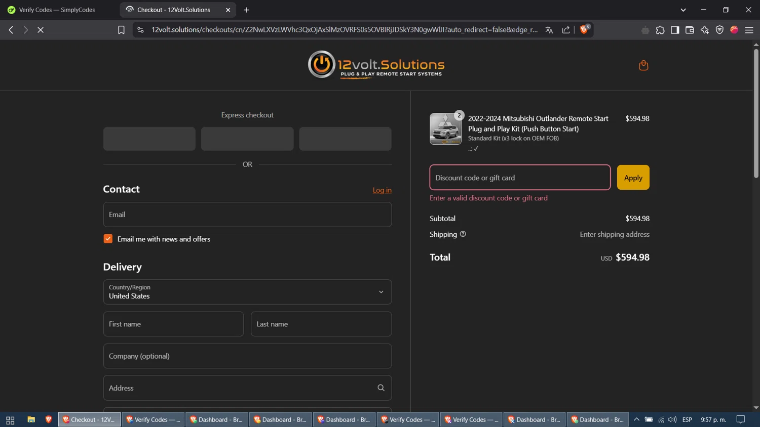 12Volt.Solutions promo code screenshot showing code SPRING15 applied at 12Volt.Solutions checkout page. Uploaded by SimplyCodes community member pinpon on Apr 18, 2025