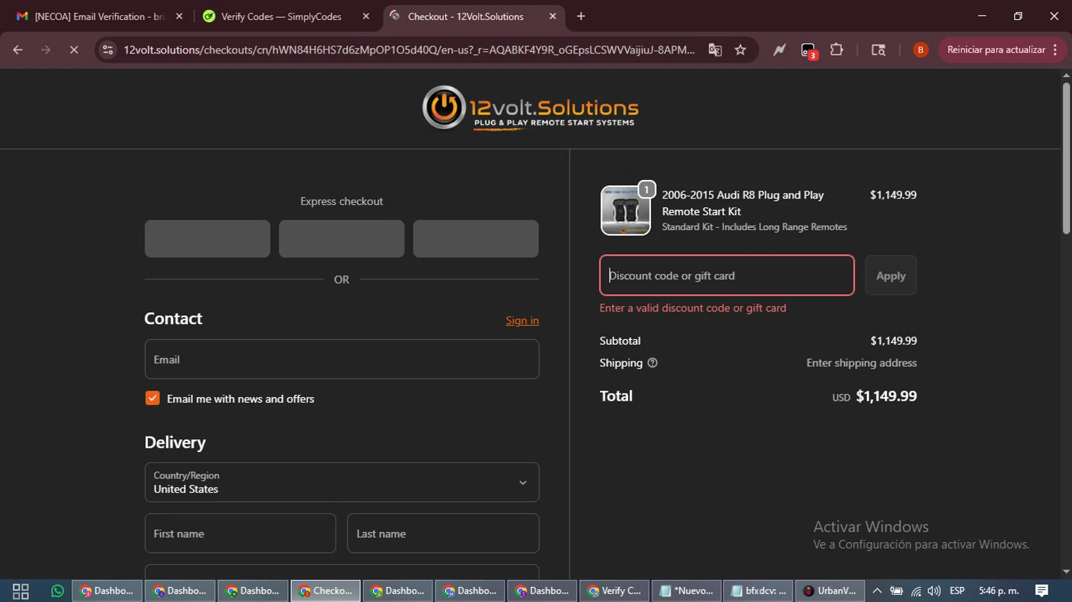 12Volt.Solutions promo code screenshot showing code FREEDOM applied at 12Volt.Solutions checkout page. Uploaded by SimplyCodes community member DiscountExpert6435 on Jan 26, 2026