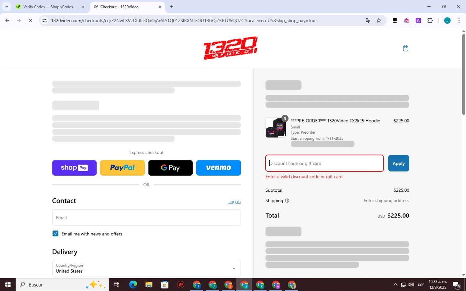 1320Video coupon code screenshot showing code BLACKFRIDAY applied at 1320Video checkout page. Uploaded by SimplyCodes community member VictoriousSpotter751 on Mar 12, 2025