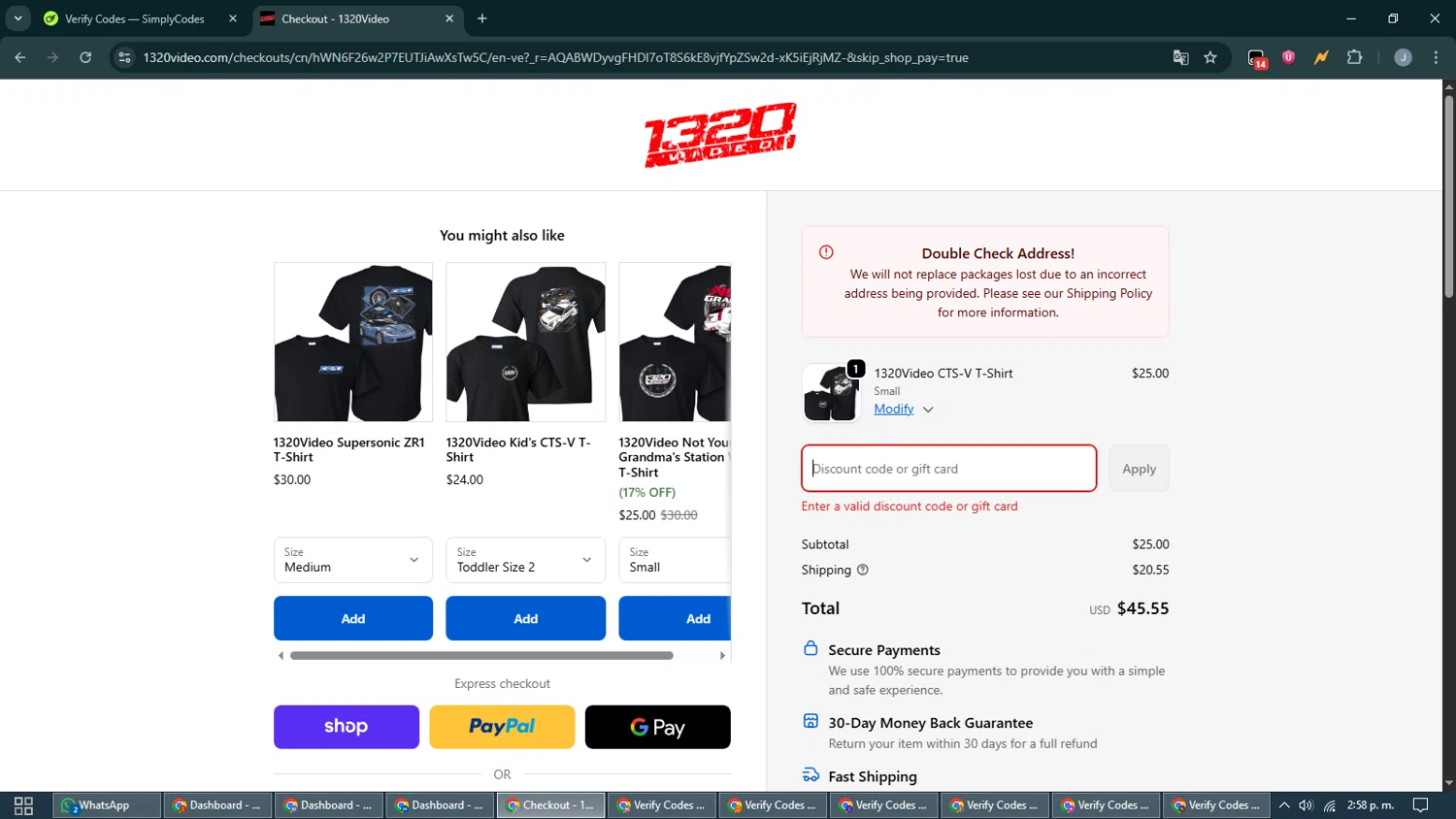 1320Video coupon code screenshot showing code CYBERWEEK applied at 1320Video checkout page. Uploaded by SimplyCodes community member CashShopper1214 on Dec 9, 2025