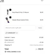 LUNARLIGHT coupon verification screenshot