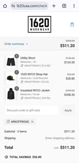 ARKOFFROAD coupon verification screenshot