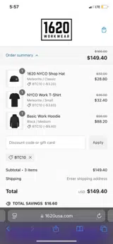 BTC10 coupon verification screenshot