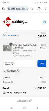 SPRING10 coupon verification screenshot