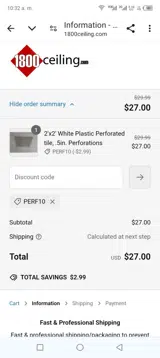 PERF10 coupon verification screenshot