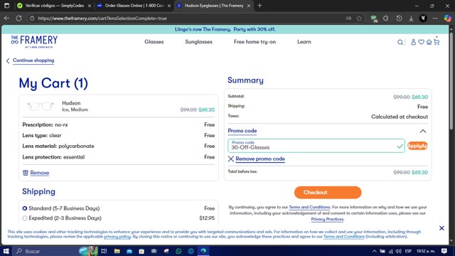 1-800 Contacts checkout page showing 1-800 Contacts promo code box | Screenshot taken by SimplyCodes community member on Aug 18, 2025