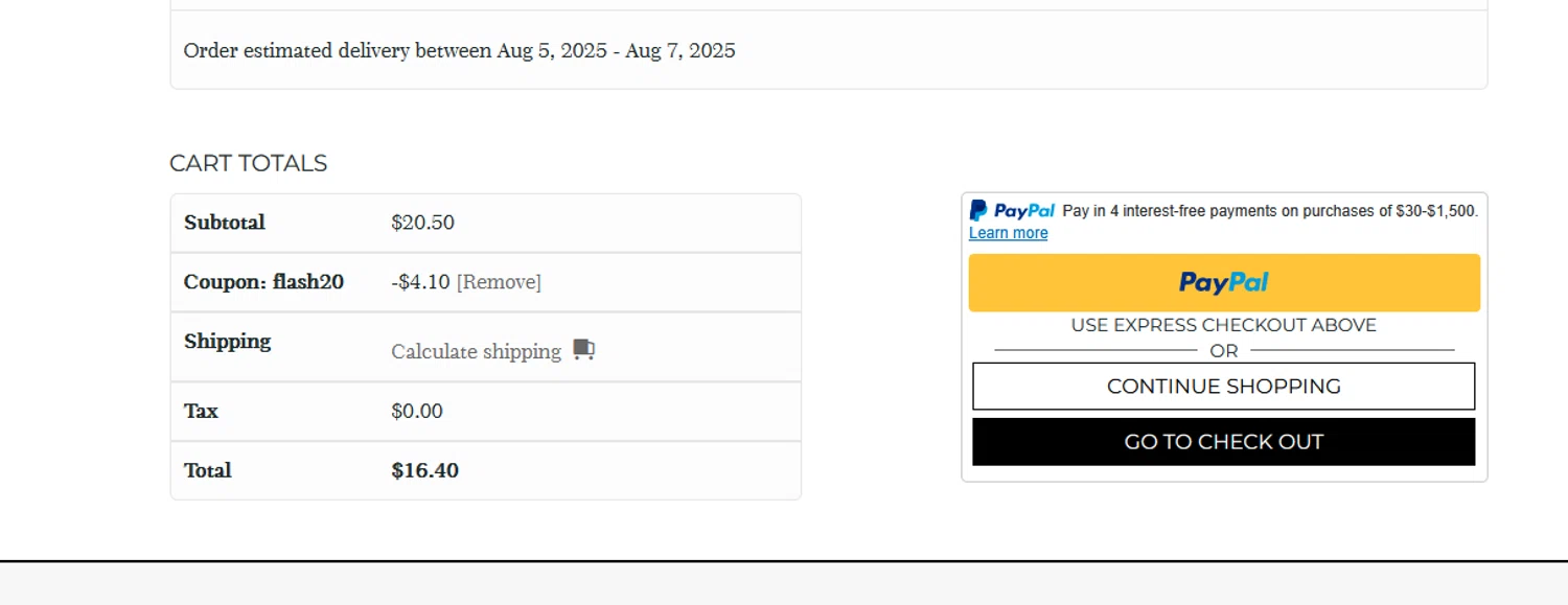 1801&Co. promo code screenshot showing code FLASH20 applied at 1801&Co. checkout page. Uploaded by SimplyCodes community member goldhooh on Jul 24, 2025