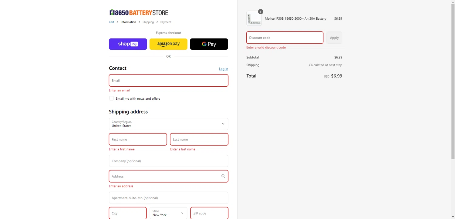 18650 Battery Store discount code screenshot showing code MEMORIAL2025 applied at 18650 Battery Store checkout page. Uploaded by SimplyCodes community member SilverPioneer1110 on Jul 19, 2025