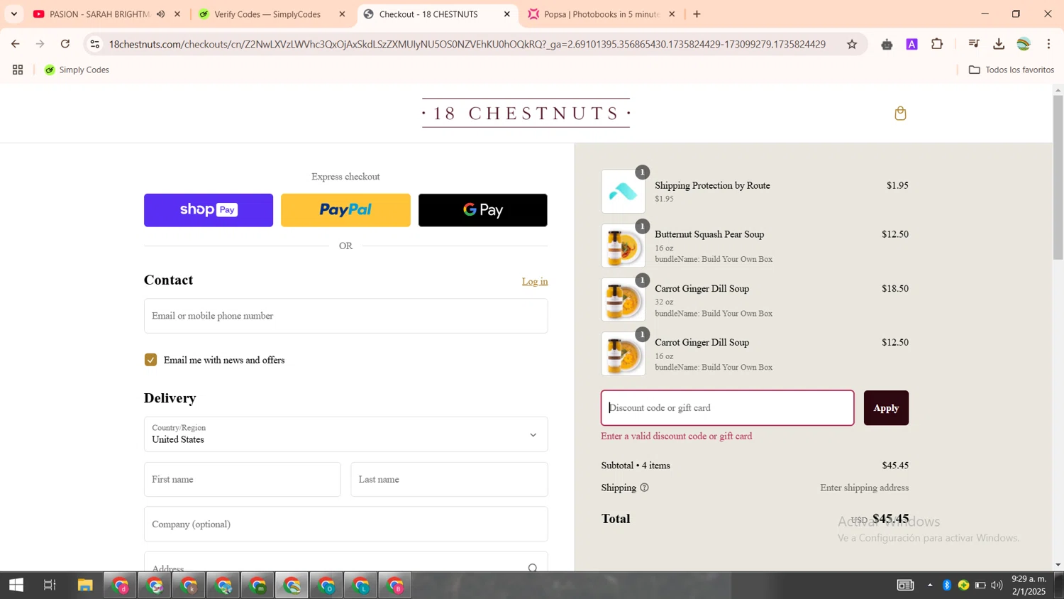 18 Chestnuts coupon code screenshot showing code HOLIDAY15 applied at 18 Chestnuts checkout page. Uploaded by SimplyCodes community member CoinMaven5220 on Jan 2, 2025