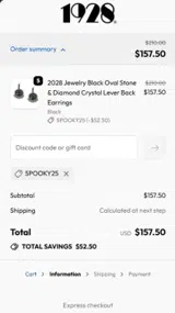 SPOOKY25 coupon verification screenshot