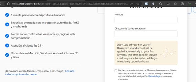 1Password checkout page showing 1Password coupon code box | Screenshot taken by SimplyCodes community member on Dec 27, 2023