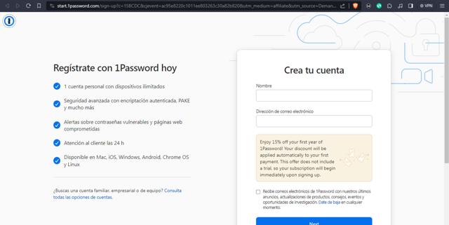 1Password checkout page showing 1Password coupon code box | Screenshot taken by SimplyCodes community member on Nov 4, 2023