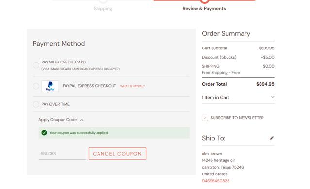 1st In Coffee checkout page showing 1st In Coffee promo code box | Screenshot taken by SimplyCodes community member on Jul 29, 2025
