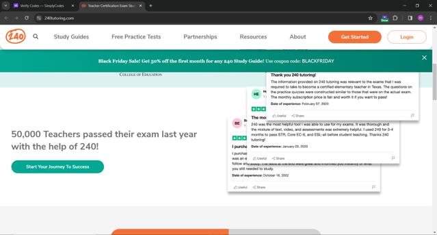 240 Tutoring checkout page showing 240 Tutoring promo code box | Screenshot taken by SimplyCodes community member on Nov 21, 2023