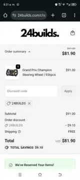 24BUILDS coupon verification screenshot