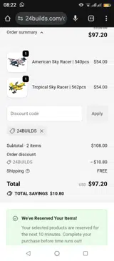 24BUILDS coupon verification screenshot