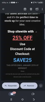 Save25 coupon verification screenshot