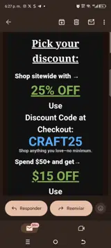 Craft25 coupon verification screenshot