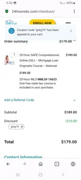 greg10 coupon verification screenshot