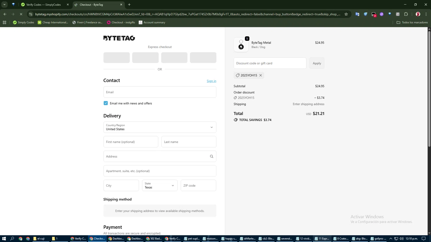 24PetWatch promo code screenshot showing code 2025YOH15 applied at 24PetWatch checkout page. Uploaded by SimplyCodes community member Spiderman_04 on Feb 17, 2026