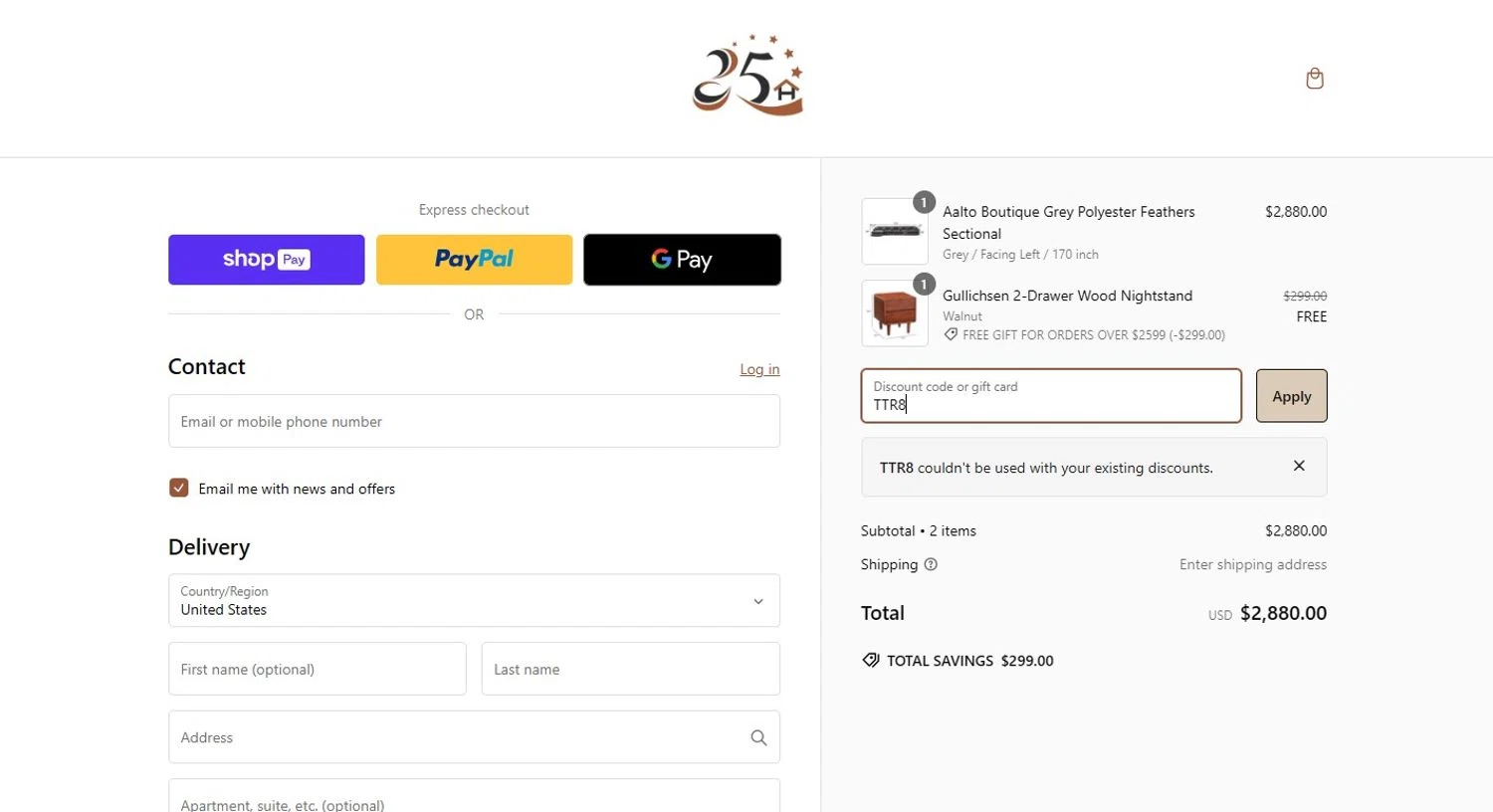 where to use 25Home promo code box