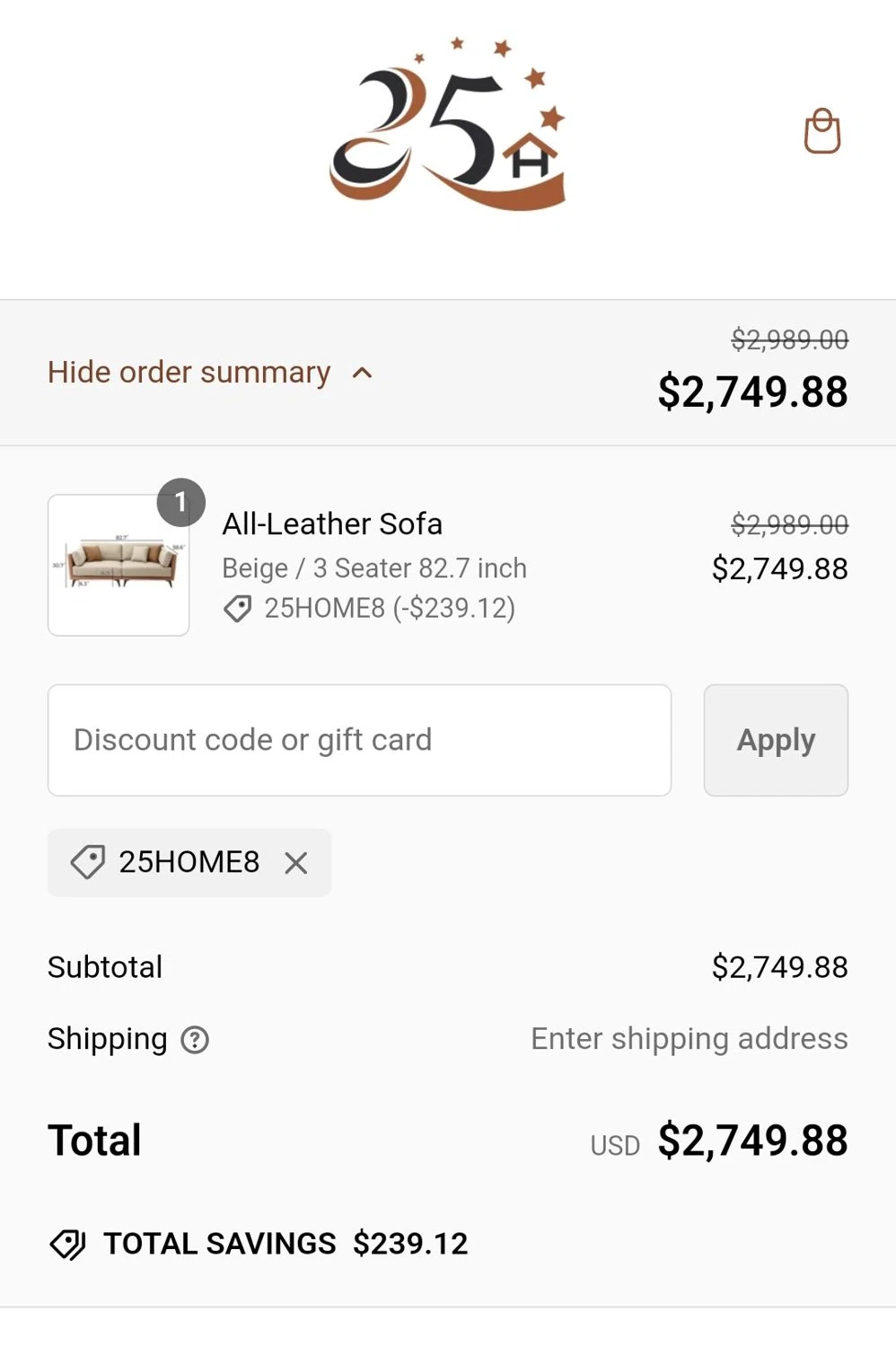 how to use 25Home coupons