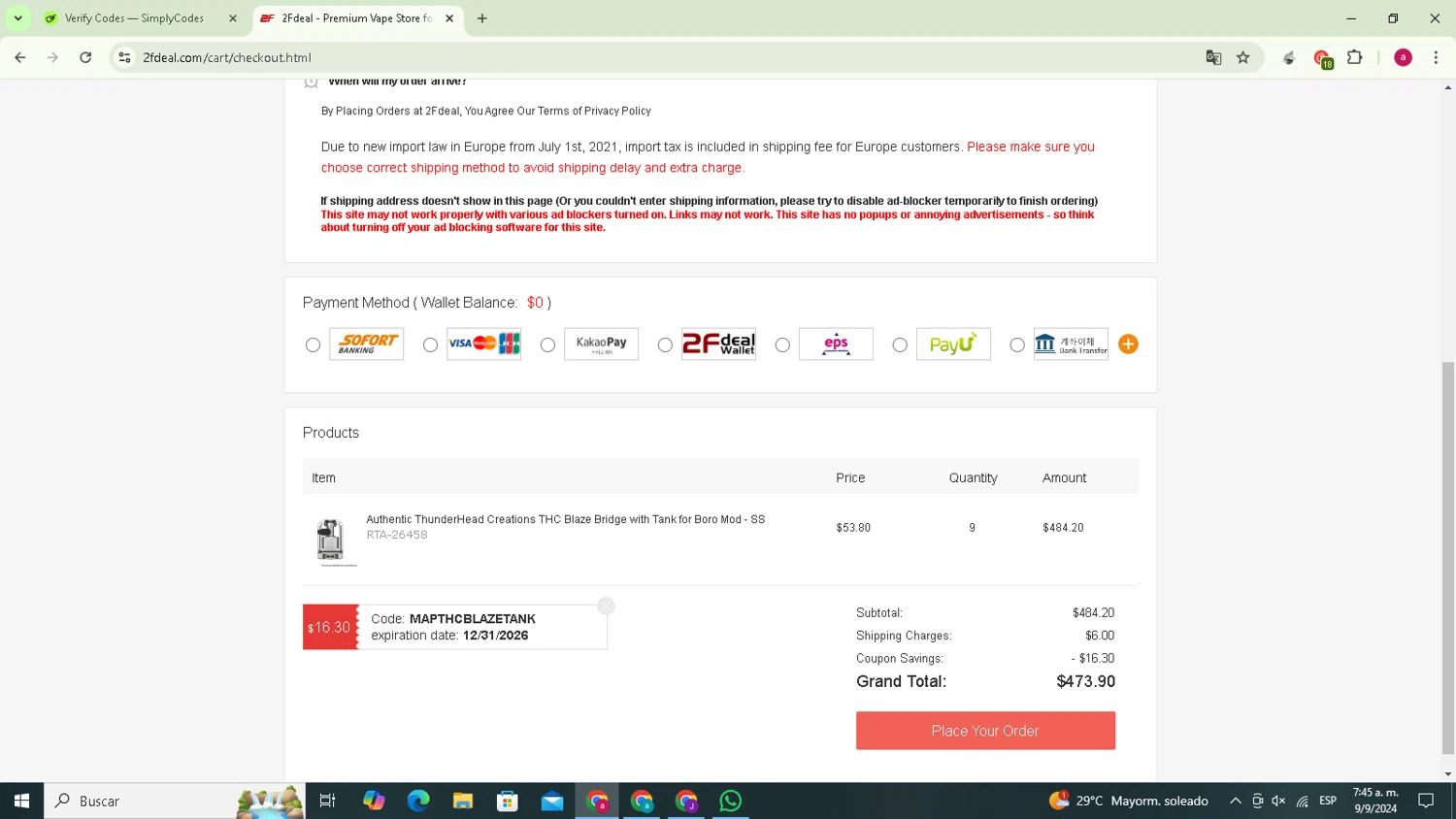 where to use 2F promo code box
