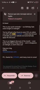 22years coupon verification screenshot