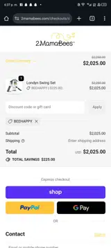 2MamaBees coupon verification screenshot