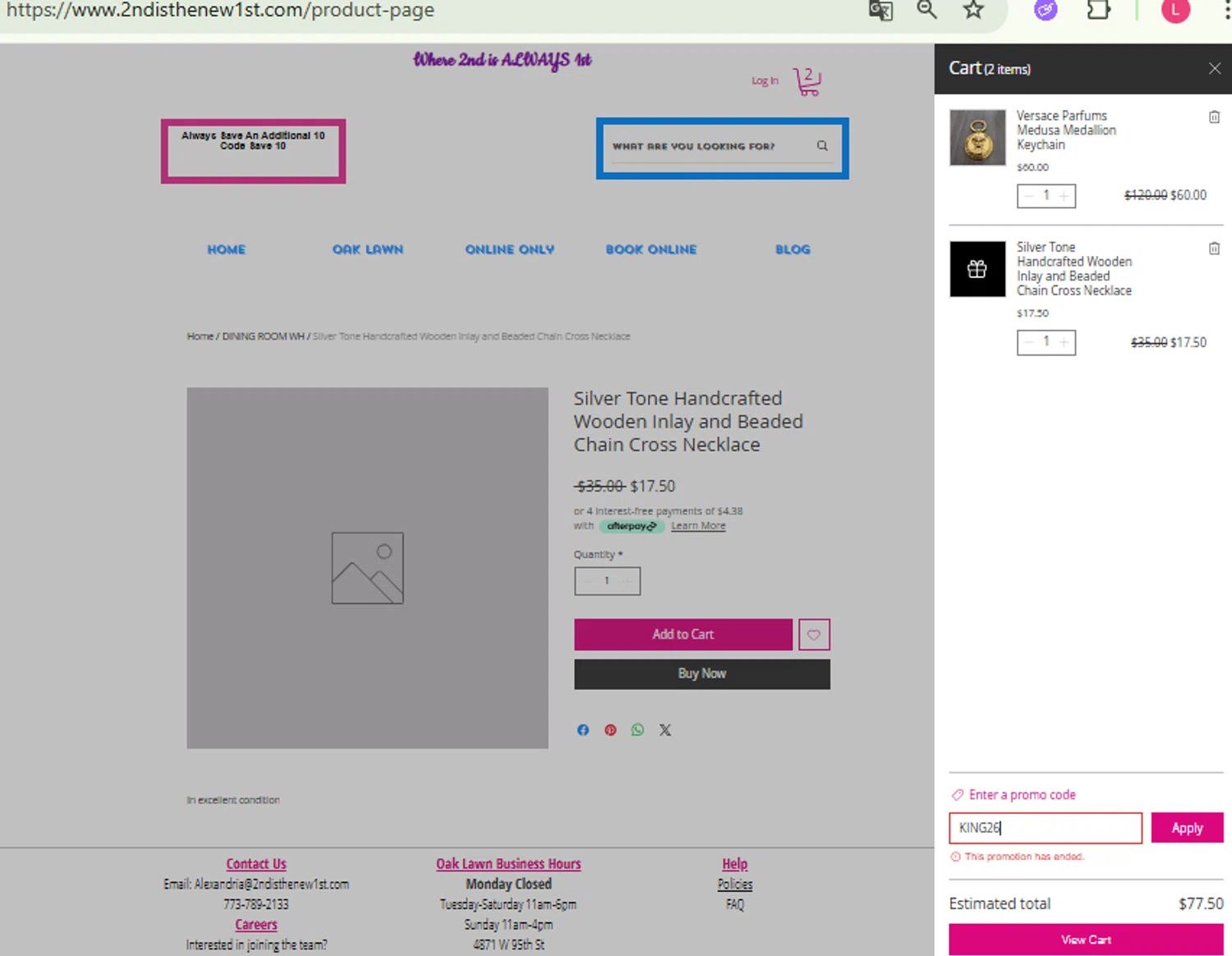 2nd Is the New 1st promo code screenshot showing code KING26 applied at 2nd Is the New 1st checkout page. Uploaded by SimplyCodes community member RewardFinder4836 on Mar 14, 2026