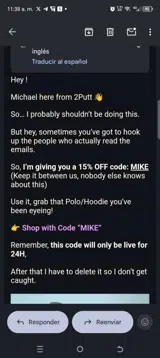 Mike coupon verification screenshot