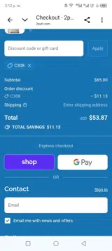 C308 coupon verification screenshot