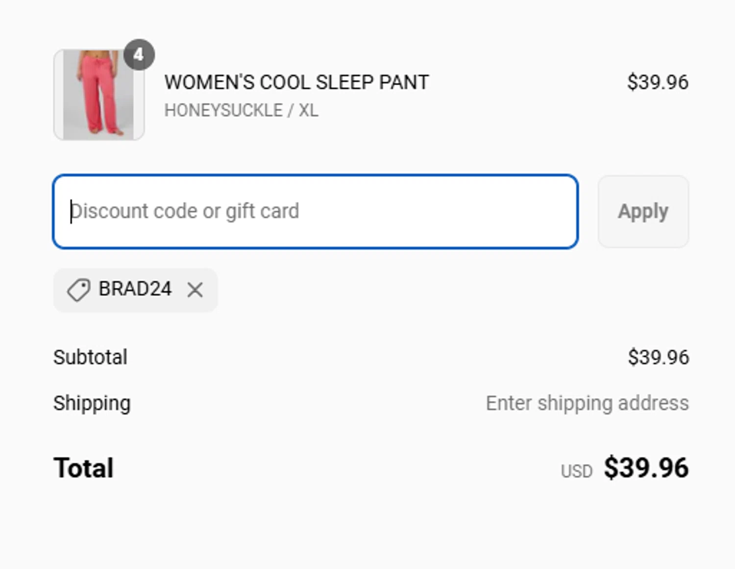 32 Degrees discount code screenshot showing code BRAD24 applied at 32 Degrees checkout page. Uploaded by SimplyCodes community member ericramirez on Apr 18, 2025
