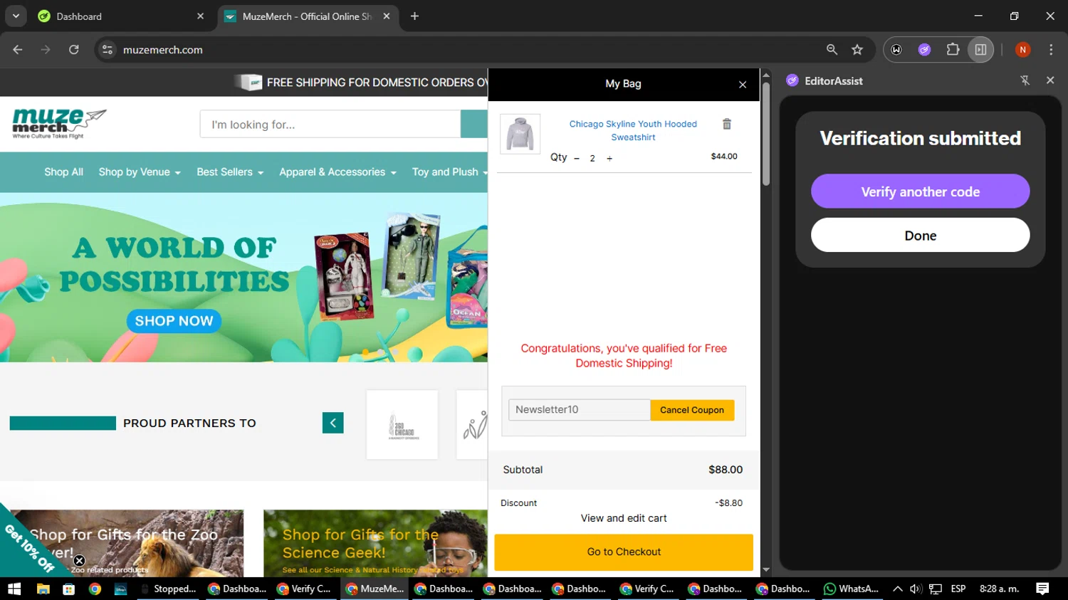 360 CHICAGO checkout page showing 360 CHICAGO promo code box | Screenshot taken by SimplyCodes community member on Aug 4, 2025