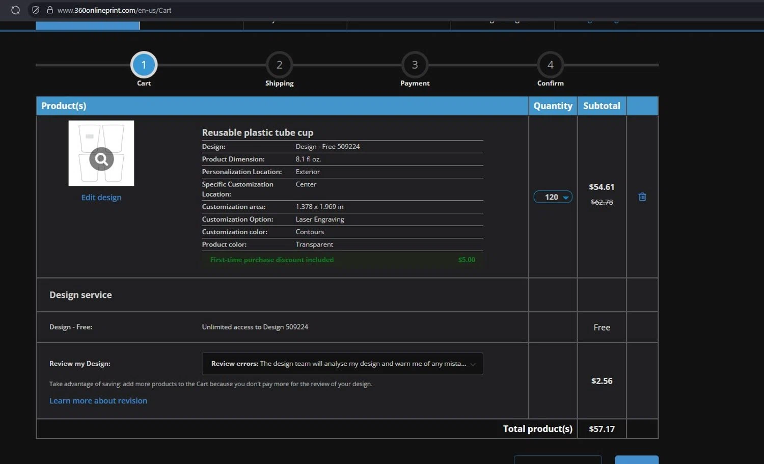 360onlineprint coupon code screenshot showing code RT521 applied at 360onlineprint checkout page. Uploaded by SimplyCodes community member LegendarySeeker3956 on May 20, 2025