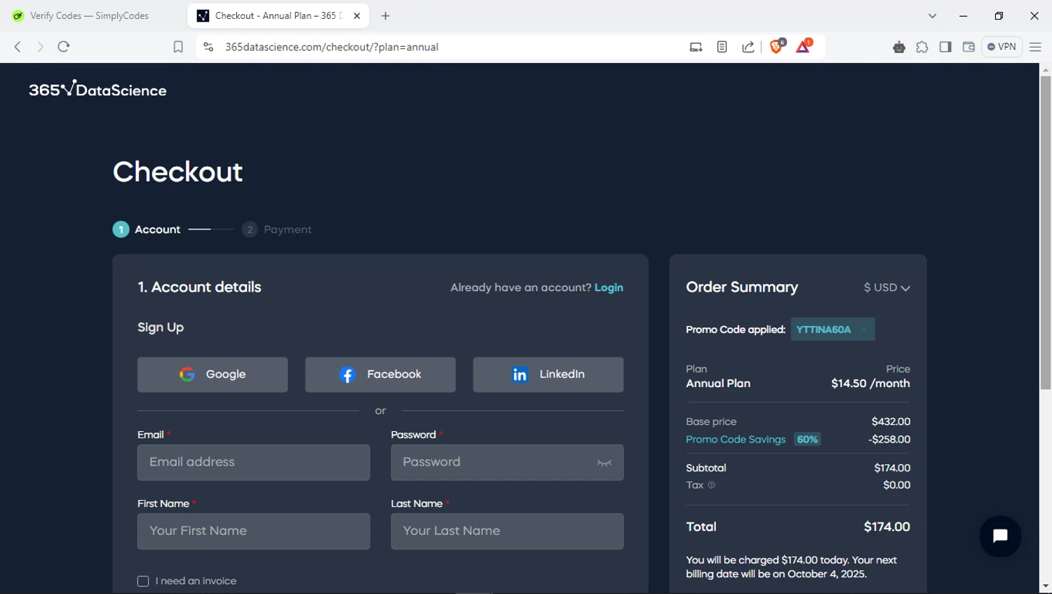where to use Aamc promo code box