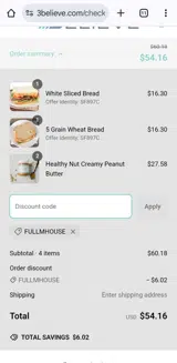 3BELIEVE coupon verification screenshot